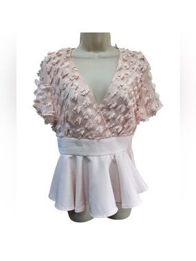 Endless Rose Pale Pink Peplum Blouse